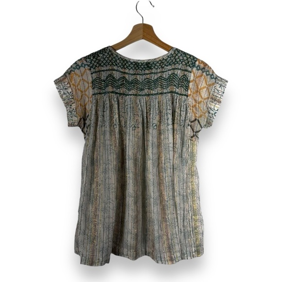 RACHEL Rachel Roy Metallic Embroidered Peasant Top, Neutral Multi, Size Small - Picture 10 of 10